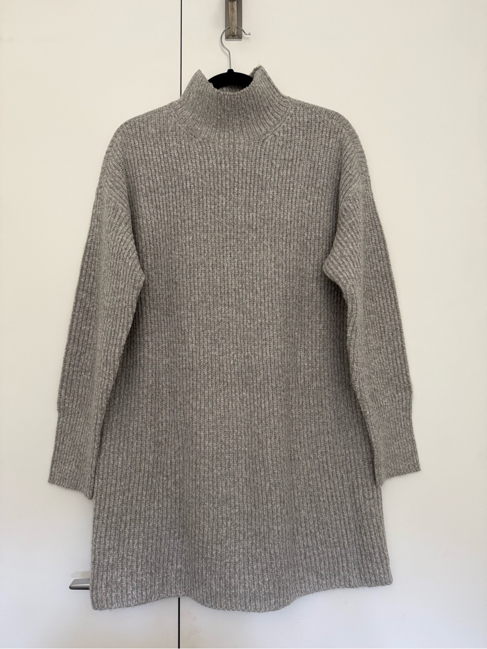 Garage Grey Ribbed Mock Neck Sweater Dress